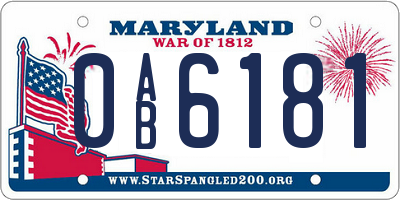MD license plate 0AB6181