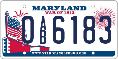 MD license plate 0AB6183
