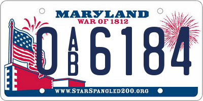 MD license plate 0AB6184