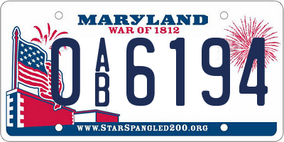 MD license plate 0AB6194