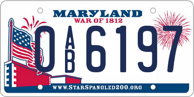 MD license plate 0AB6197