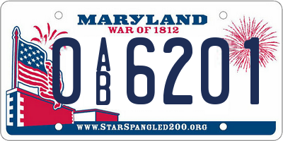 MD license plate 0AB6201