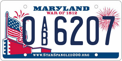 MD license plate 0AB6207