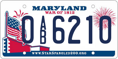 MD license plate 0AB6210