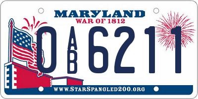 MD license plate 0AB6211