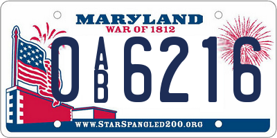 MD license plate 0AB6216