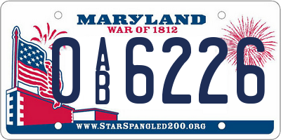 MD license plate 0AB6226