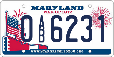 MD license plate 0AB6231