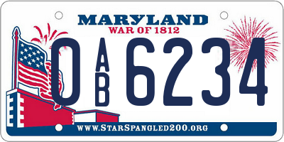MD license plate 0AB6234