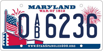 MD license plate 0AB6236