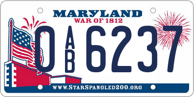 MD license plate 0AB6237
