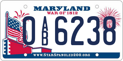 MD license plate 0AB6238
