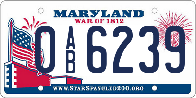 MD license plate 0AB6239