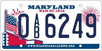 MD license plate 0AB6249