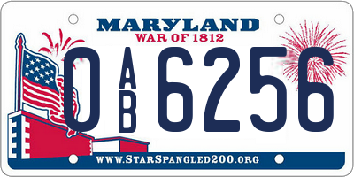 MD license plate 0AB6256