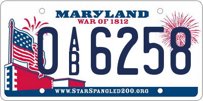 MD license plate 0AB6258