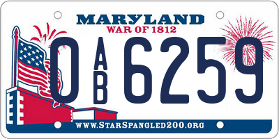 MD license plate 0AB6259