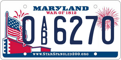 MD license plate 0AB6270