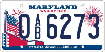 MD license plate 0AB6273