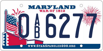 MD license plate 0AB6277