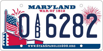 MD license plate 0AB6282