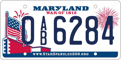 MD license plate 0AB6284
