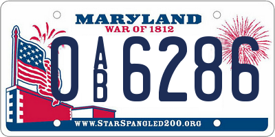 MD license plate 0AB6286