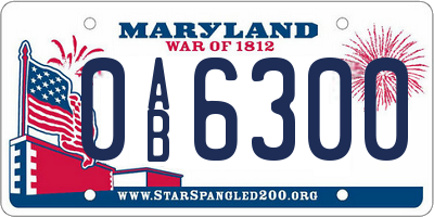 MD license plate 0AB6300