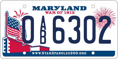 MD license plate 0AB6302