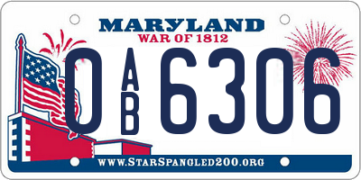 MD license plate 0AB6306