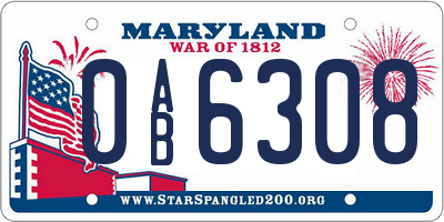 MD license plate 0AB6308