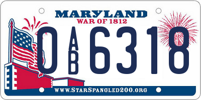 MD license plate 0AB6318