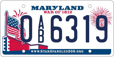 MD license plate 0AB6319