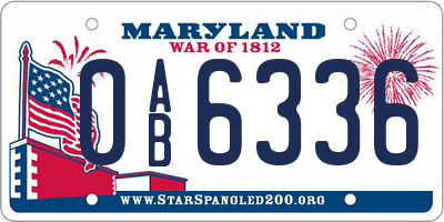MD license plate 0AB6336