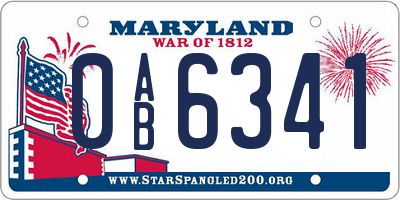 MD license plate 0AB6341