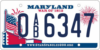 MD license plate 0AB6347