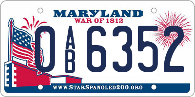 MD license plate 0AB6352