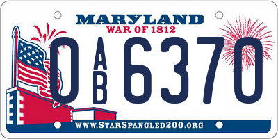 MD license plate 0AB6370