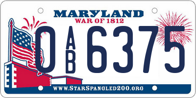 MD license plate 0AB6375
