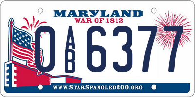 MD license plate 0AB6377