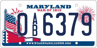 MD license plate 0AB6379