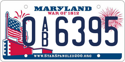 MD license plate 0AB6395
