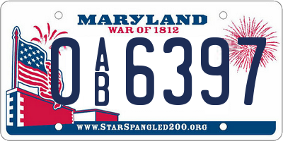 MD license plate 0AB6397