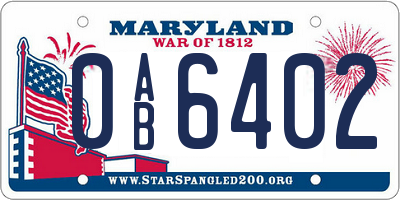 MD license plate 0AB6402