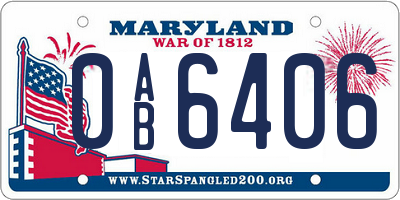 MD license plate 0AB6406