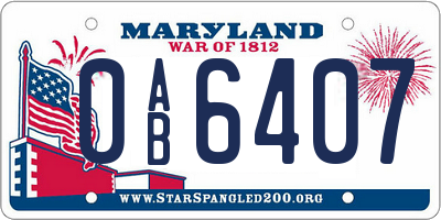MD license plate 0AB6407