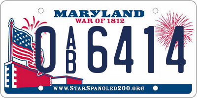 MD license plate 0AB6414