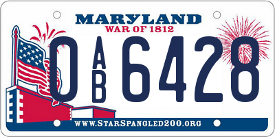 MD license plate 0AB6428