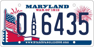 MD license plate 0AB6435