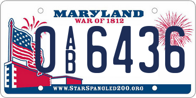 MD license plate 0AB6436